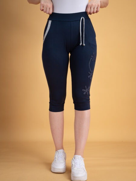 HLAČE 3/4 SELINA PLAVO SREBRNE